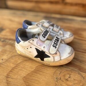 GOLDEN GOOSE | Toddler Old School White/Black/Blue Leather Sneakers 23 US 7